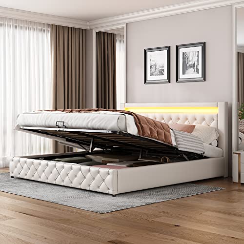 Merax Polsterbett 180x200cm, Funktionsbett Doppelbett mit Bettkasten &...