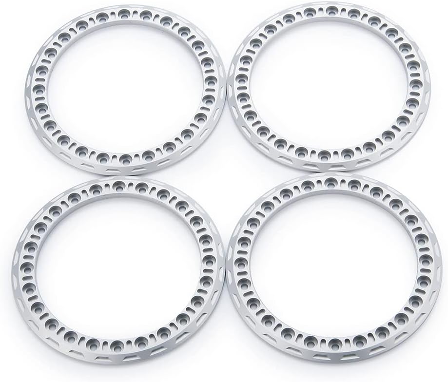4PCS Aluminum Replacement Wheels Rims 2.2" Beadlock Ring, Silver-A | For 1/10 Axial Wraith SCX10 D90 Wraith 90048 TRX4 TRX6