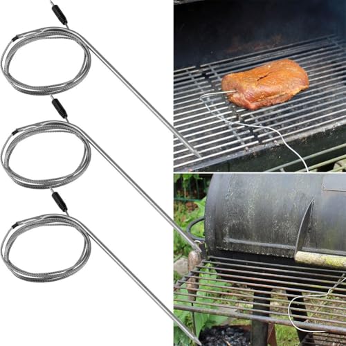 HEBEOT 3-teiliger Ersatz für Grillthermometer-Sonde, für Grillthermometer, Ersatzsonde, Sensorsonde, Länge 130 cm.