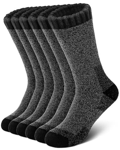 Senker Fashion Merino Wool Socks for Men Women, Hiking Thermal Warm Thick Crew Sock for Winter Outdoors Work 3 Pairs