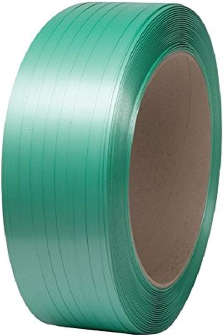 Signode 2X2247 Tenax 1/2X022 EMB Embossed Polyester Strapping, 49 lb. Coil Weight, 1/2" Strap Width, 625 lb. Average Strength, Green Color
