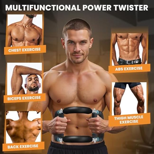 Twister Arm Trainer, 40-100lb Adjustable Chest Workout Equipment, Portable Chest Trainer for Men, Detachable Resistance Power Twister Bar for Home/Travel