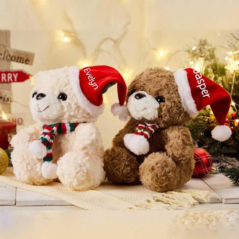 Miniatura 6 de Personalised Christmas Plush Animal Toys, Custom Christmas Teddy Bear 10 Inch,Santa Hat, Soft Plushie, Christmas Gifts For Kids