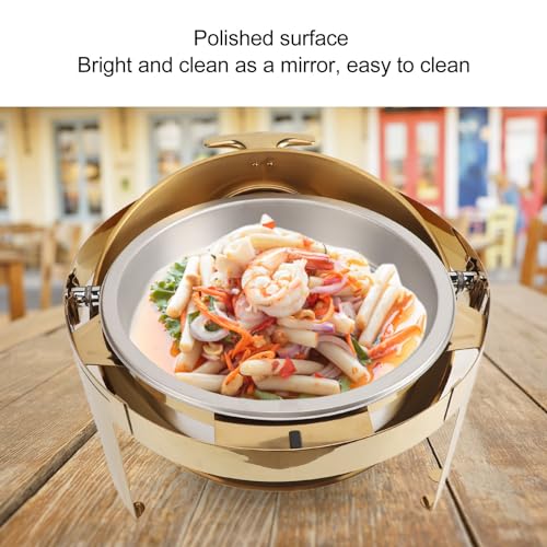 Chafing dish rond or 6L en acier inoxydable pour buffets élégants