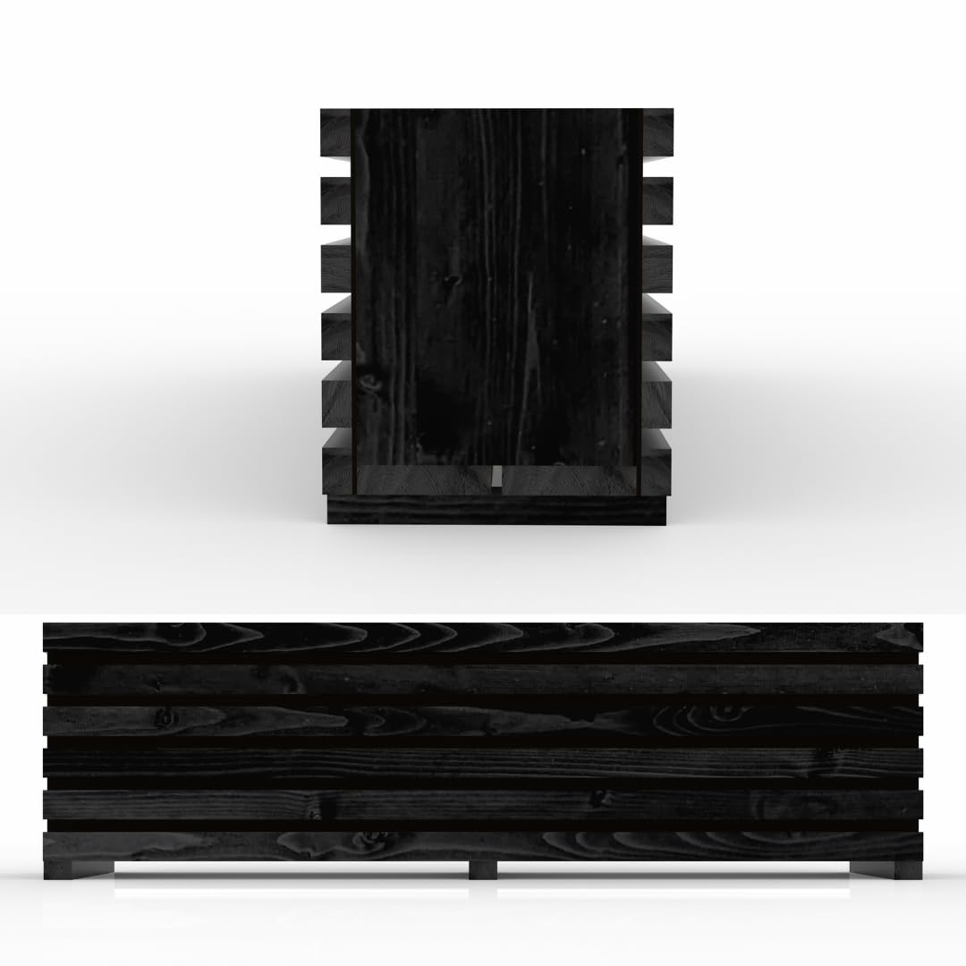 The Hutch Company Sussex Slatted Garden Planter Ready Built Outdoor Flower Box for Plants, Herbs & Vegetables – Heavy Duty Wood – Balcony, Patio & Garden UK Made (BLACK, 3FT)