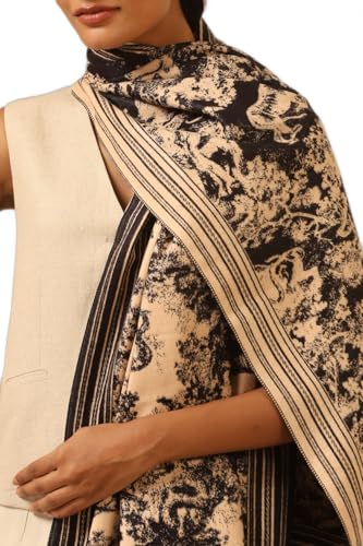 Dusala Women's Cashmere Blend Scarf with Animal Print - Reversible Black Woven Jacquard, Soft & Stylish, Fashion Accessory, All Seasons, Formal Events, 28x80 Inch3