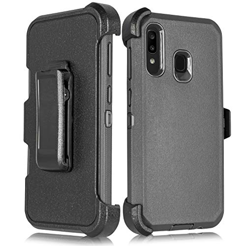A20 Case, Compatible for Samsung Galaxy A20/ A30 [Four Layered Protection] Customerfirst Full Heavy Duty Defender Holster Body Armor Case with Belt Clip & Built in Screen Protector (Black)