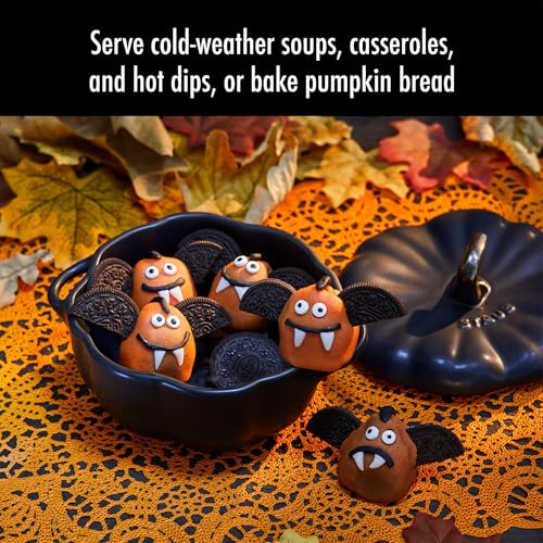 Image of STAUB Ceramic 0.5-qt Petite Ceramic Pumpkin, Oven & Stove Safe up to 572F, Pumpkin Dish, Ceramic Baking Dish, Candy Dish, Matte Black