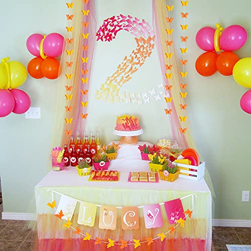 Image of BEISHIDA 5 Pieces 3D Orange Butterfly Paper Garland Hanging Decorative Banner for Home Ceiling Decor Birthday Party Baby Shower Wedding Theme Showcase Decoration Supplies Total 393 Inch Length