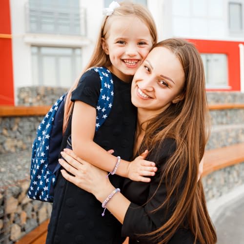 Image of YUZHEJIE First Day of Kindergarten Pre-K Bracelet Mother Daughter Matching Bracelets Back to School Natural Stone Bracelets for Women Girls Teen Jewelry Gifts (Cute-Back to School), 6.5