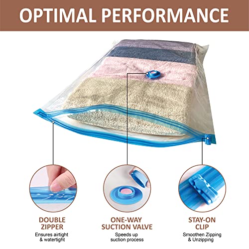Image of Roomimaster Vacuum Storage Bags,10 Small Space Saver Bags Vacuum Seal /Sealer Bags With Pump For Clothes,Comforters,Blankets,Bedding,Pa+Polyethylene,White