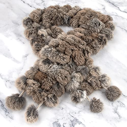 bvya Winter Women Girls Real Rabbit Soft Fur Scarf Warm Neck Wrap3