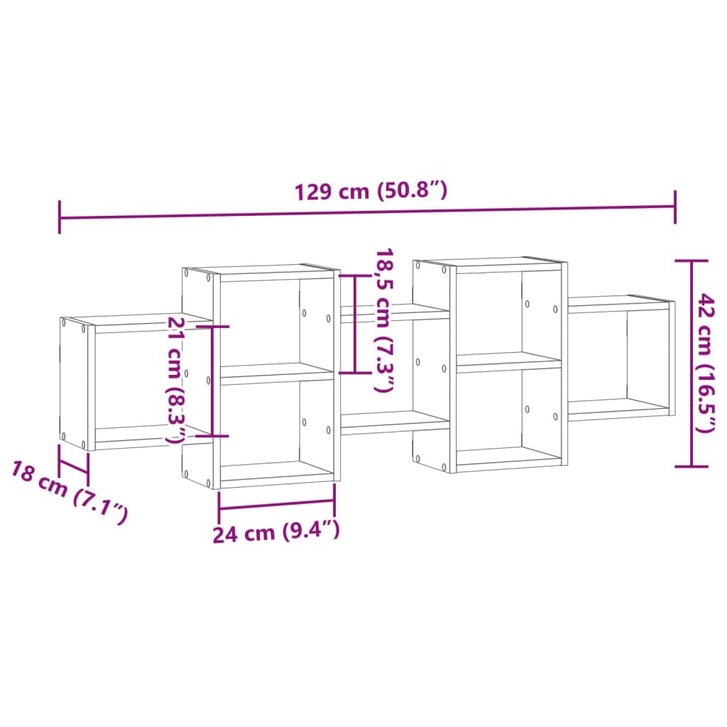 vidaXL Étagère Murale chêne Sonoma 129x18x42 cm Bois d'ingénierie
