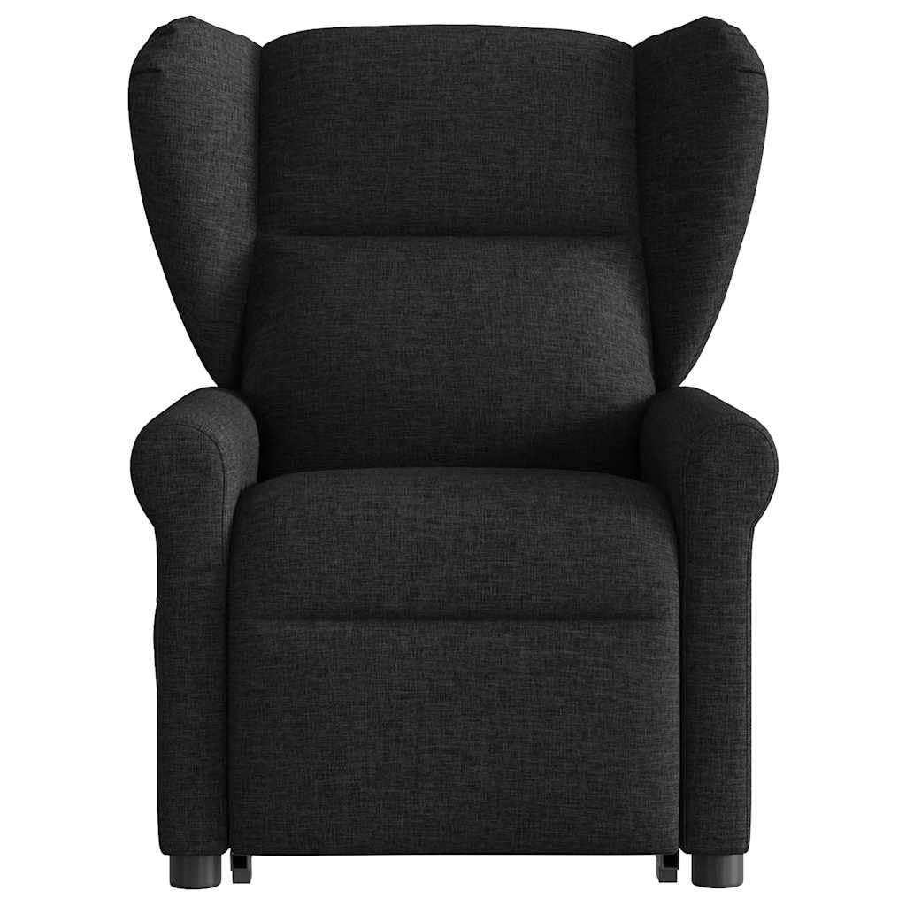 Sillón elevador eléctrico eléctrico negro de tela con 6 puntos de masaje, función de reclinación eléctrica y elevación asistida para un asiento cómodo y relajante,