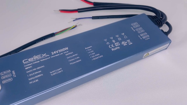 Image of Triac Dimmable LED Driver 24V 300W IP67 Ultra Slim 0.8in UL Listed Compatible with Lutron Dimmer, Transformer for LED Lights, Power Supply 5in1 Triac /0-10V /1-10V /Potentiometer /10V PWM