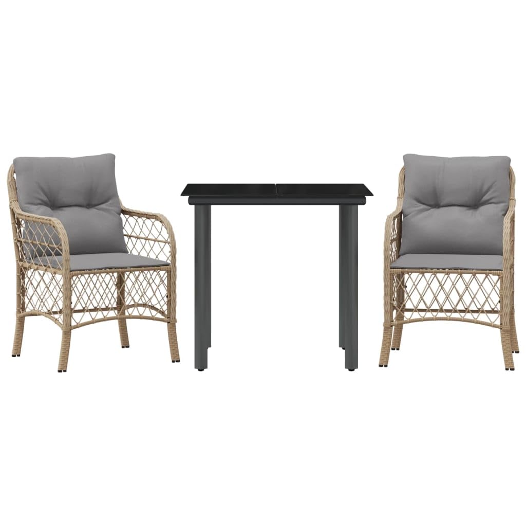 Ensemble de bistro en résine tressée beige vidaXL avec table et chaises pour balcon