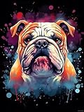 JXAVAXDE Diamond Painting Kits for Adults, English Bulldog with Its Tongue Diamond Art DIY 5D Full Round Drill Crystal Rhinestone Arts and Crafts, for Home Decor Wall Decor 12x16 inch