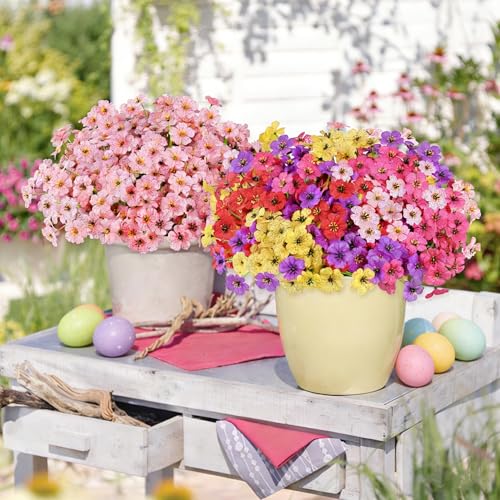 Image of AmyHomie 20 PCS Artificial Flowers for Outdoors, UV Resistant Fake Plants