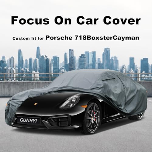 Image of GUNHYI Premium Car Cover Custom Fit Porsche 718 /Boxster /Cayman, 16 Layers Heavy Duty Car Cover Waterproof All Weather with Zipper Door for Sun Rain Snow Dust Uv Protection