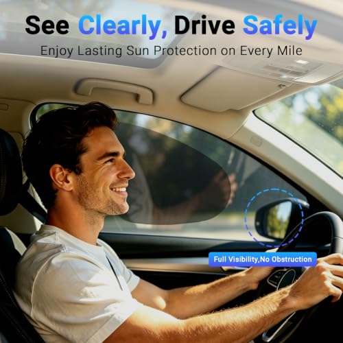 Image of Car Window Shade Static Cling, Roll Windows Down for Driver, 2 Pack | Car Window Covers with 99% UV Block | No Glue No Residue |Driver Protection, Car Shades for Side Windows, Fit for Most Cars