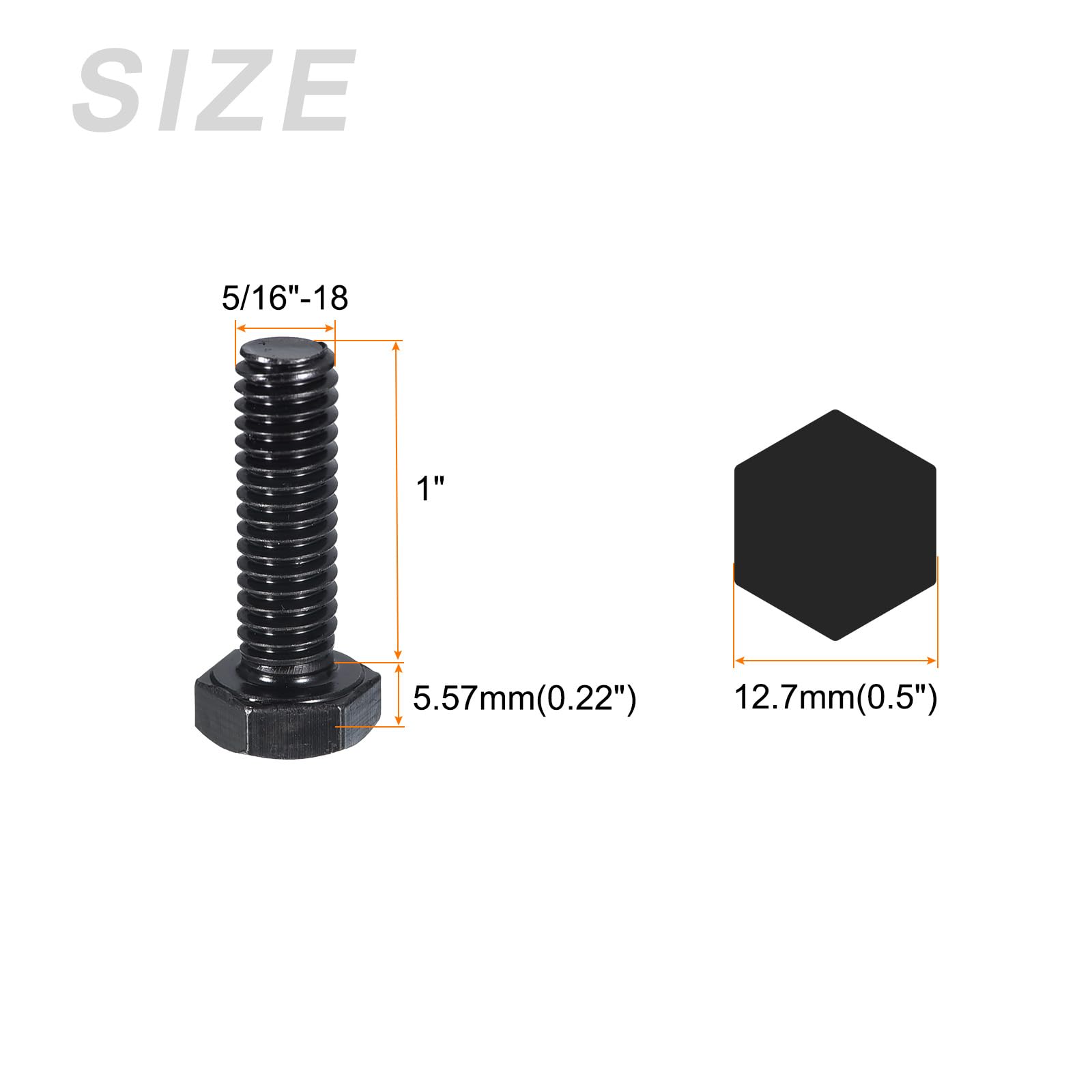 METALLIXITY Hex Head Bolts (5/16-18 x 1") 25Pcs, 304 Stainless Steel 18-8, Fully Threaded, External Hex Drive - Image 2