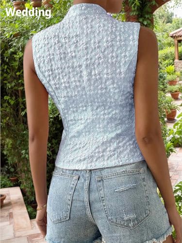 Image of Mina Self Women's 2026 Summer Lightweight Knit Vest Top - Breathable Stretchy Floral Trendy Casual Work Office Slim Waistcoat