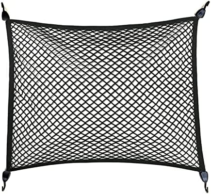 Premium Quality Adjustable Elastic Cargo Net Universal Stretchable Truck Net with Hooks,Storage Bag for Car, SUV, Truck, Pickup Trucks Black 40x32in