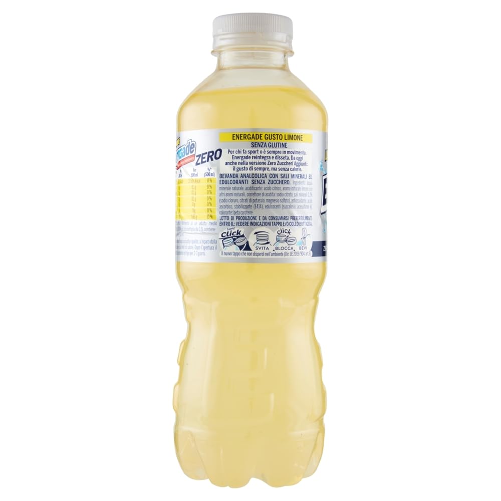 Energade ZERO gusto Limone, Zero Zuccheri Aggiunti Reintegratore Dissetante 500ml (2025) [BOX da 12 Bottiglie]