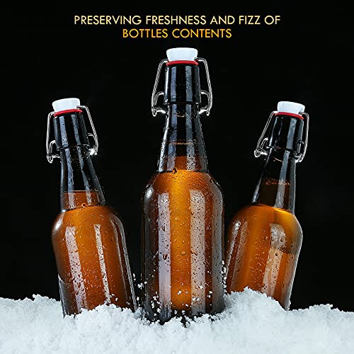 Yeboda 16 Oz Amber Glass Beer Bottles For Home Brewing With Flip Caps, Case Of 6 #TOP2