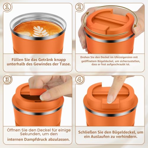 KETIEE Kaffeebecher to go,510ml Thermobecher Kaffee-to-go,Kaffeebecher Thermo,Doppelwandig Reisebecher Travel Mug… – Ansicht 6