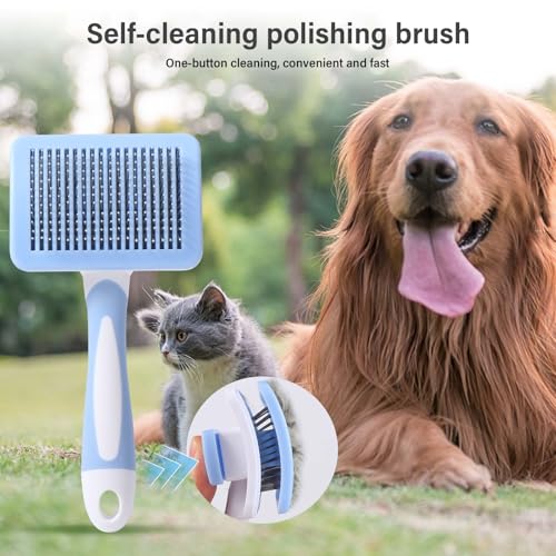 Vinabo Cat Brush,Dog Brush Cat Grooming Comb,Self Cleaning Pet Slicker Brushes,for Short Haired Cats, Small Dog Grooming Brush Safe and Smooth,Cat Massage Clean Tangled(Blue) - Image 6