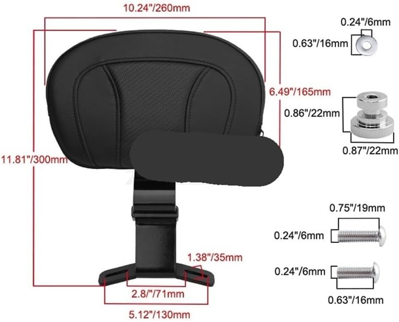 [SENSEDPAF] ユニバーサルバイクフロントドライバーバックレスト 2009-2022年式 バイクアクセサリー付き