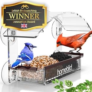 Window Bird Feeder with Strong Suction Cups – (Upgraded 2024 Model) Bird Feeder Window for Cats, Clear Acrylic Bird Feeder for Viewing Bird House Gift