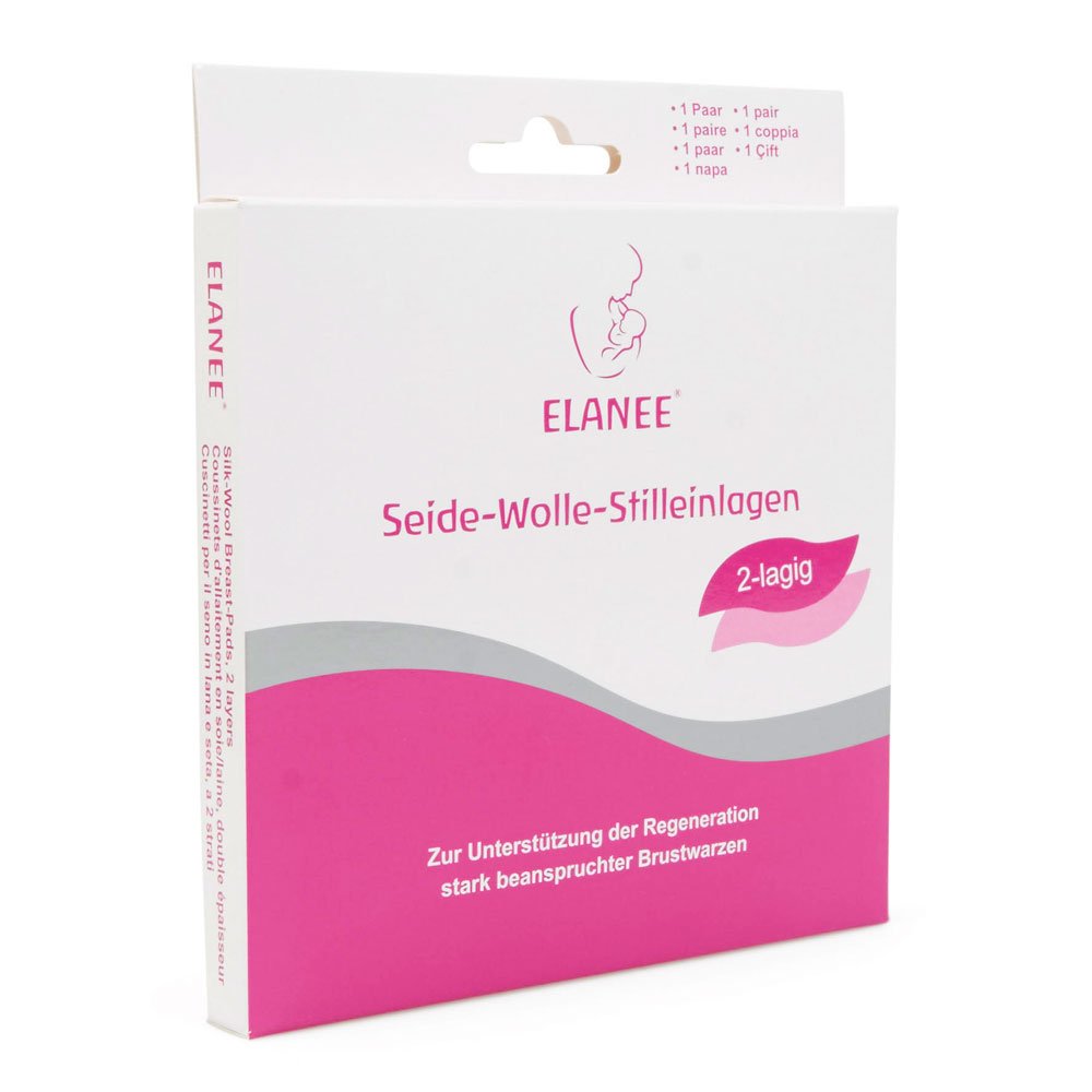 ELANEE Wkładki do karmienia z wełny jedwabnej (2-warstwowe) – nadające się do prania ręcznego – delikatne dla silnie obciążonych sutków, 1 para (211-V1)