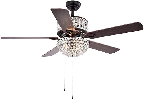 Warehouse of Tiffany CFL-8170BL Laure Crystal Ventilador de techo de 6 luces de 52 pulgadas