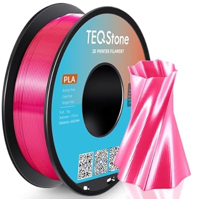 Prime Exclusive - TEQStone Silk PLA Filament 1.75mm Pink (Magenta) 1KG, Shiny...