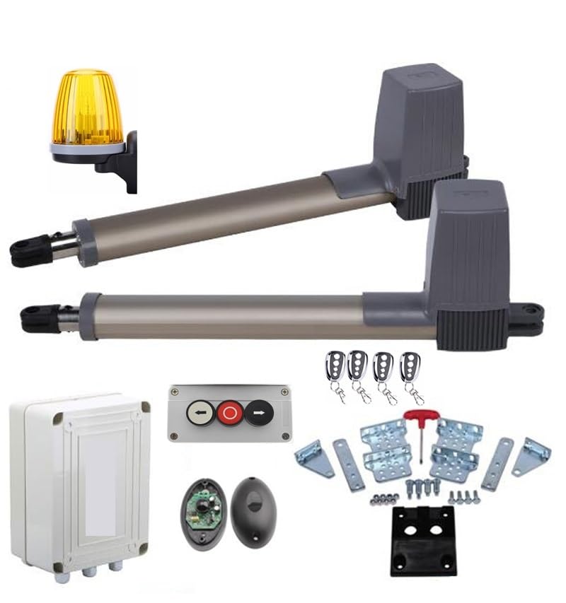 Abrepuertas Automático, Operador de motor abridor puerta batiente dual 300 kg y 24 V CC (fotocélula, lámpara, teclado, gsm, cerradura opcional)(GSM module kit)