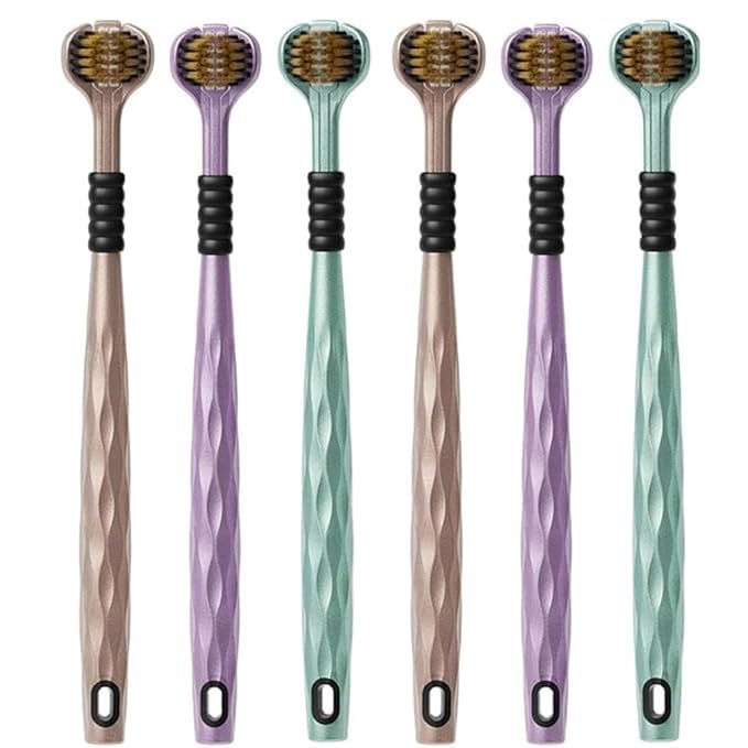 Image of 3-Sided Toothbrush | Ultra Soft Bristles for Deep Cleaning | Triple Action Manual Toothbrush | Triple Head Design for 360 Cleaning | Eco-Friendly & Gentle on Gums (Multicolor) (6)