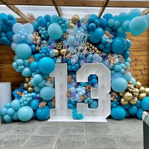 Image of Jobkoo Peacock Blue Balloons, 12 Inch 30 Pcs Turquoise Blue Balloon Teal Blue Latex Balloons Matte Dark Teal Aqua Blue Helium Balloons for Birthday Baby Shower Wedding Whale Theme Party Decorations