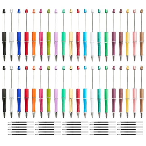 Lot de 40 stylos à perles, 20 couleurs en plastique noir encre bleue, stylos à bille créatifs assortis pour enfants, étudiants, enseignants, bureau,...