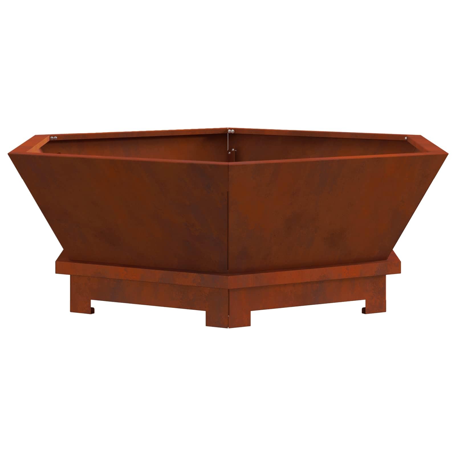 Brasero marrón de acero resistente a la intemperie, 75 x 75 x 28 cm, independiente para exterior terraza y jardín, ideal para calidez, llama y noches acogedoras al aire libre