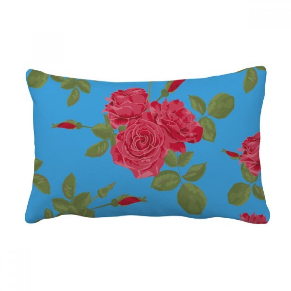 Coussin bleu rouge dessin art plante oreiller lombaire insert