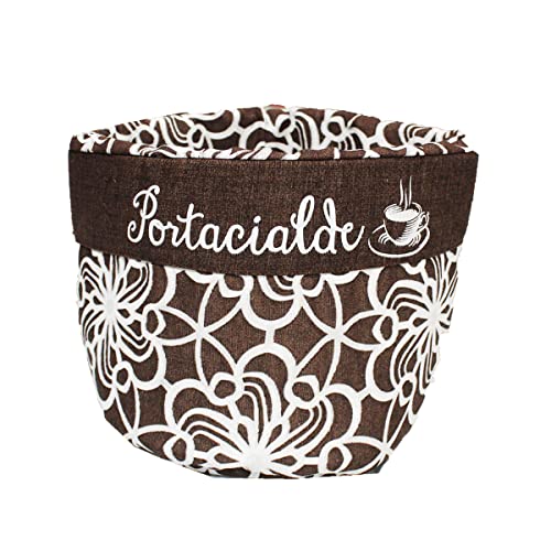 Russo Tessuti Porta cialde Porta Zucchero Caffe' Porta Oggetti Accessorio Cucina Fantasia Aurora-Marrone