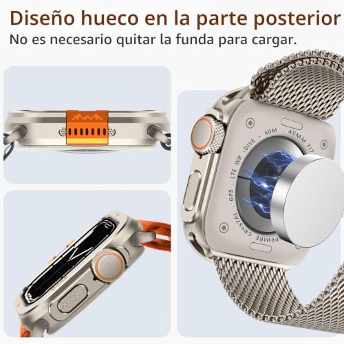 Funda Apple Watch 45mm contra arañazos y golpes carcasa robusta Amizee titanio 5