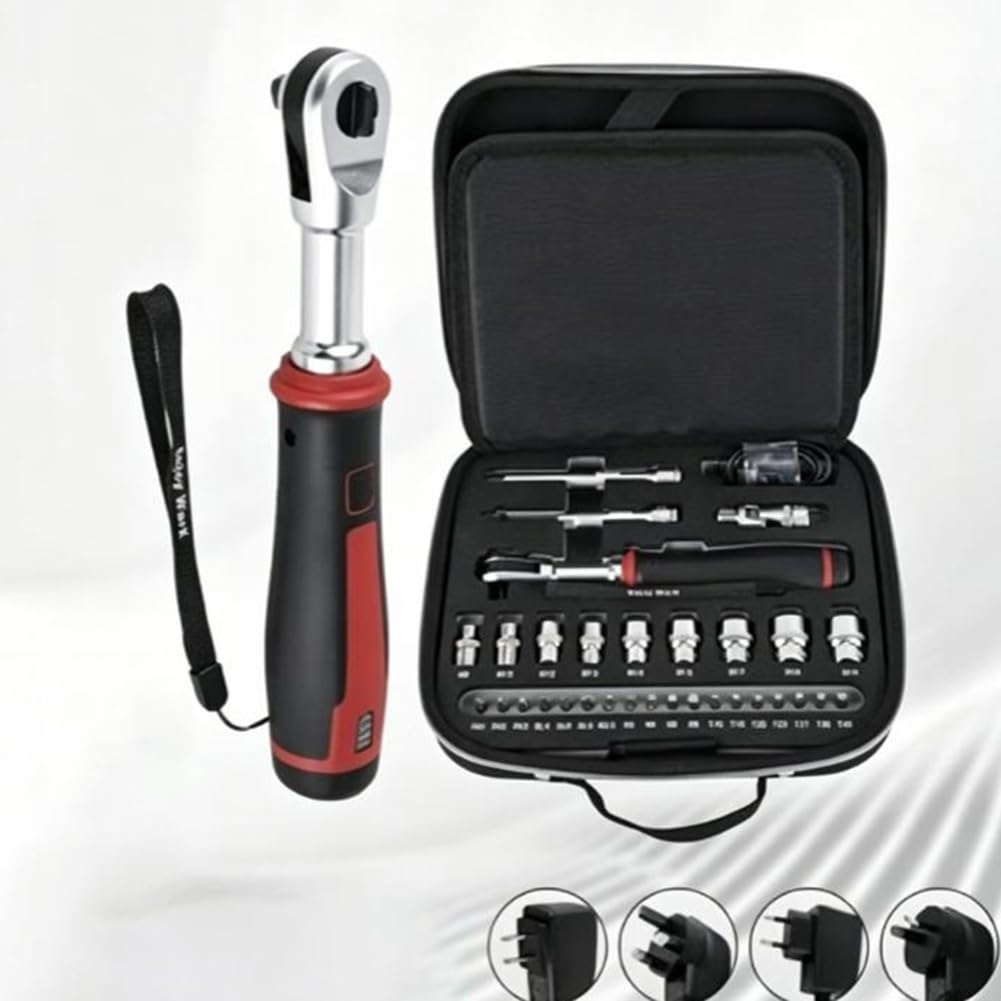 Juego de Llave de Carraca Eléctrica Inalámbrica Kit de Herramientas de Enchufe 2 en 1 Manual y Eléctrico