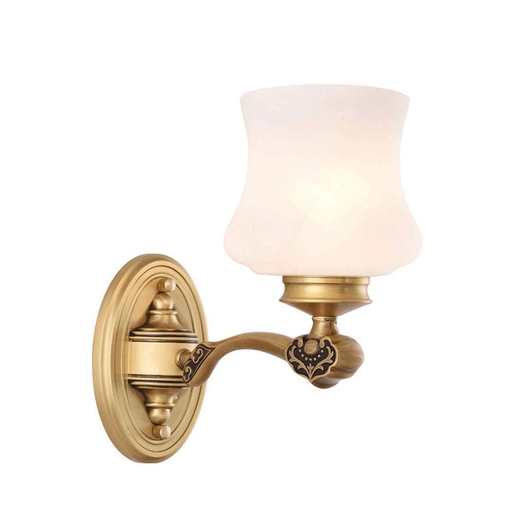 HPTHLY Wall Mounted Light Wall Lamp E27 Retro Mount Copper Wall Lamp,Creative Luxury Brass Wall Light Glass Sconces Wall Lighting For Villa,Living Room,Bedro