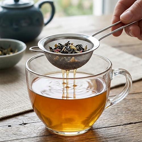 Image of 3PCS Fine Mesh Strainers for Kitchen, Stainless Steel Metal Wire Sieve Strainer, Food Strainer with Handlle for Sifting, Straining and Cooking