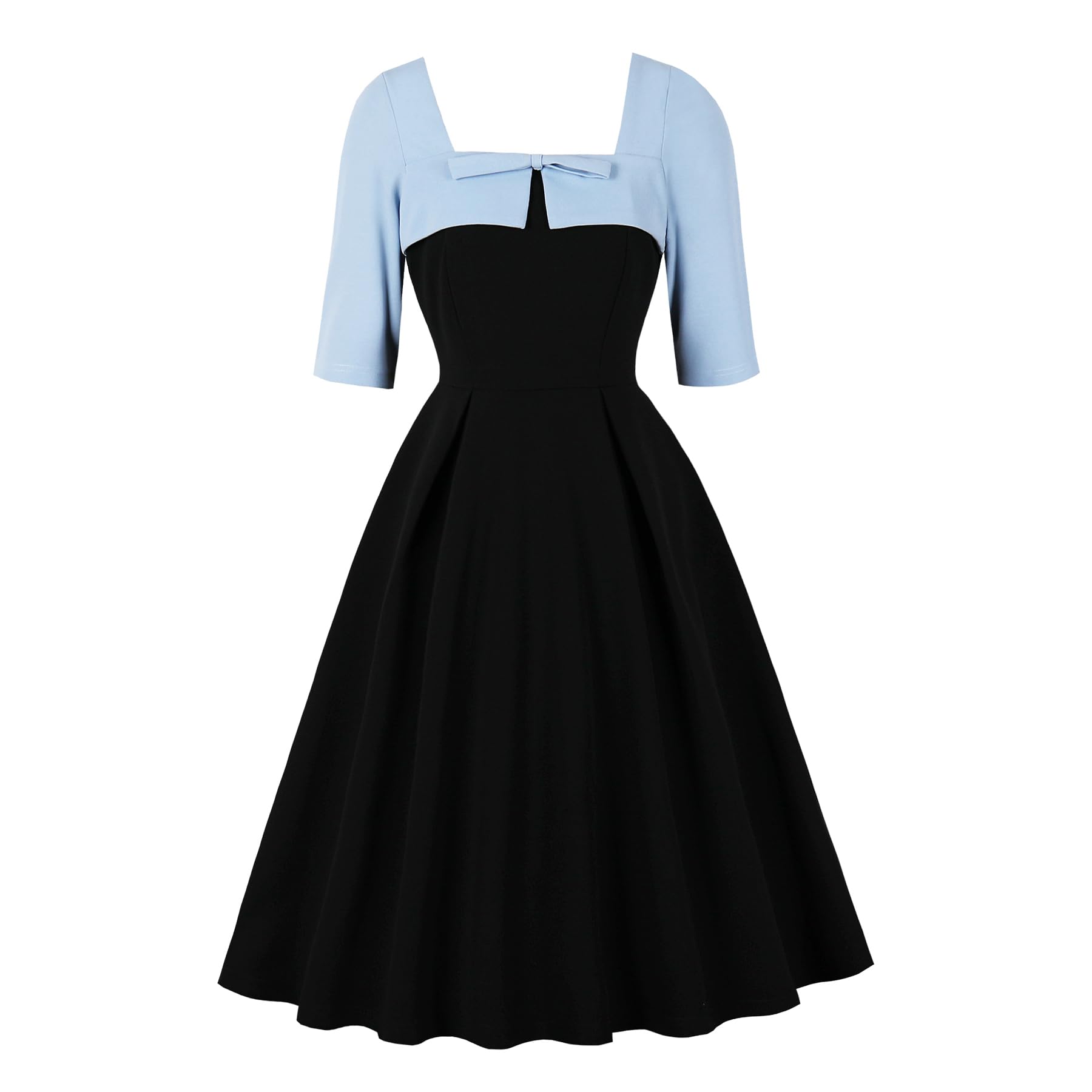 Wellwits Womens Bow Front Faux Shrug Style Half Sleeves Vintage Dress