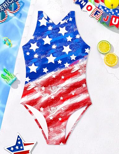 Image of CRISONE Girls Swimsuit High Neck Girls Bathing Suit Cross Back Ruched Gradien One Piece Girl Swimwear 9-16Y