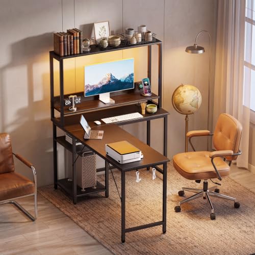 OLIXIS 53" L Shaped Gaming Desk with LED Lights, Computer Workstation - Image 2